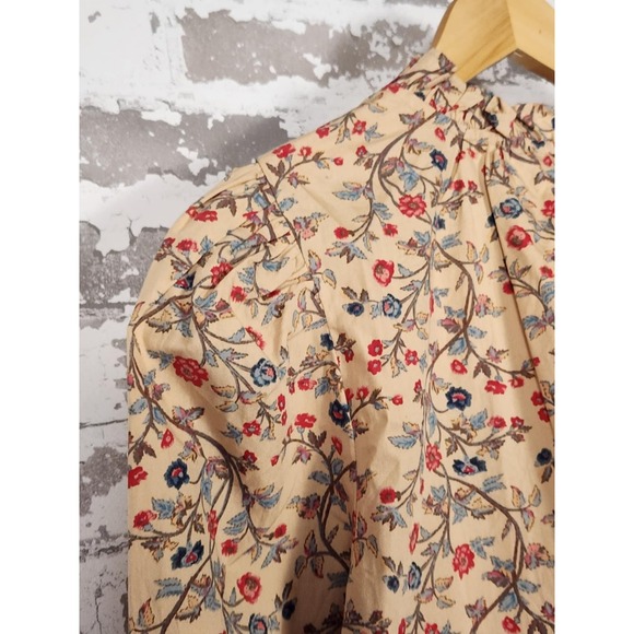 House Of‎ Harlow Peasant Top Womens Size Large Floral Beige Ruffle Neckline - Picture 9 of 16
